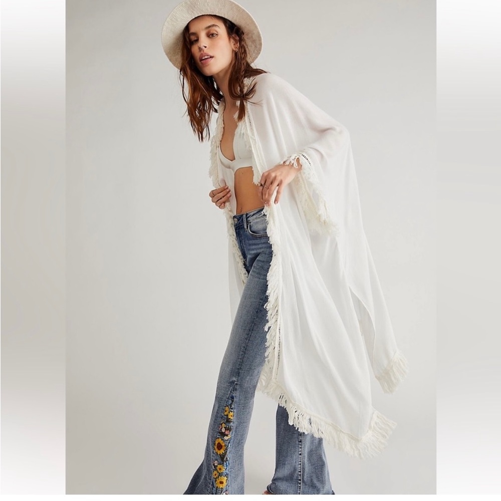 LFree People sun bleached Fringe Kimono